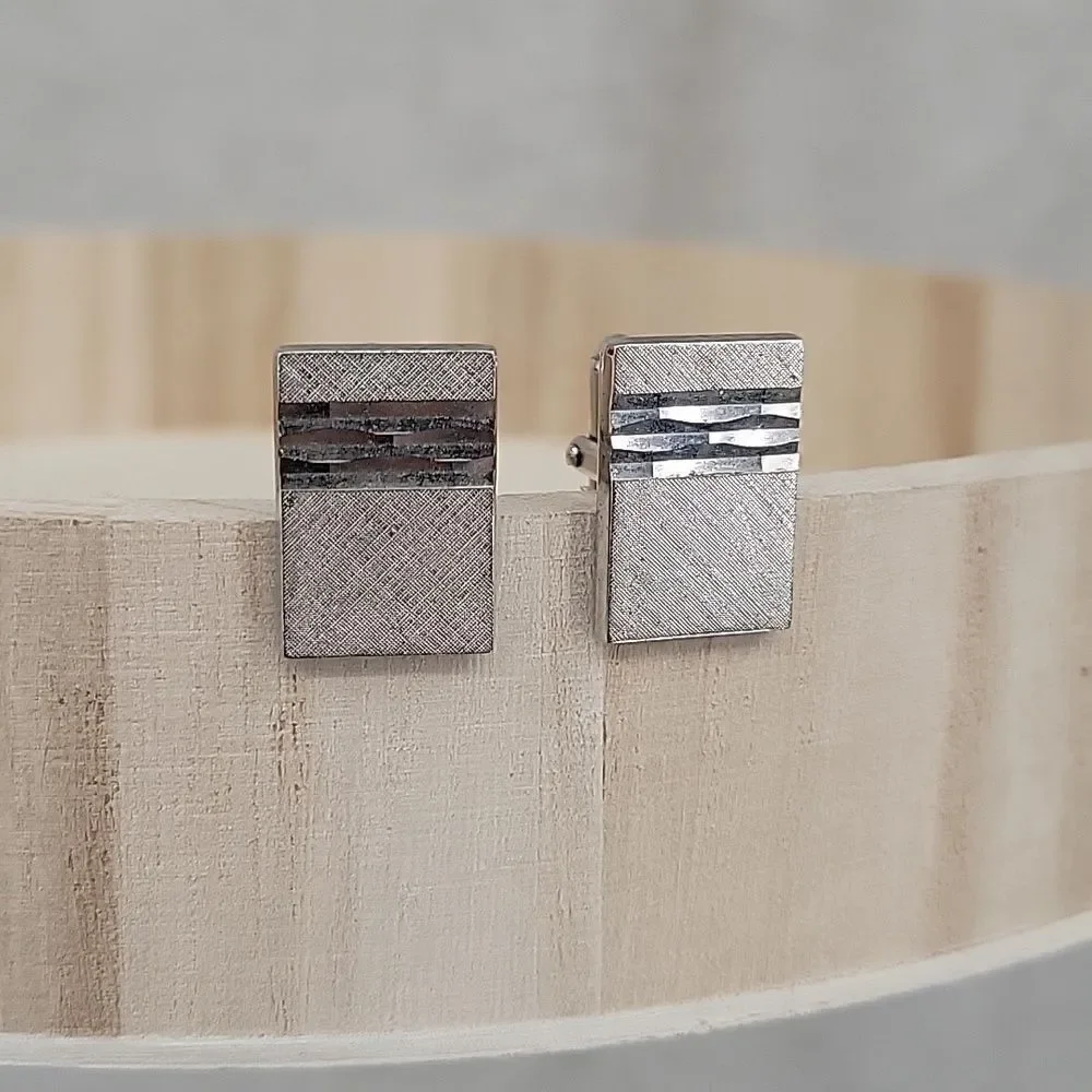 ARSON Vintage Cuff Links Silver toned Rectangle